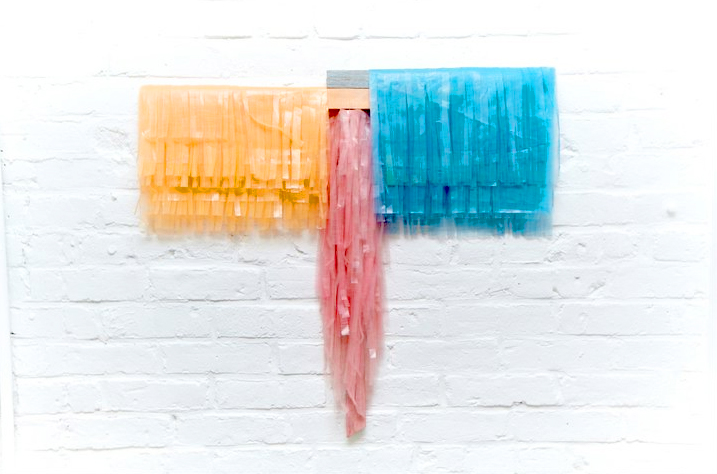 Mia Taylor, super uber alter ultra, 2010, approx. 30” x 26”, acrylic paint, plastic sheeting & timber